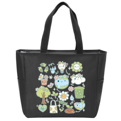 Cute Retro Hippie Celebrate Earth Day Zip Tote Bag