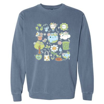 Cute Retro Hippie Celebrate Earth Day Garment-Dyed Sweatshirt