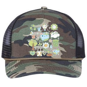 Cute Retro Hippie Celebrate Earth Day Retro Rope Trucker Hat Cap