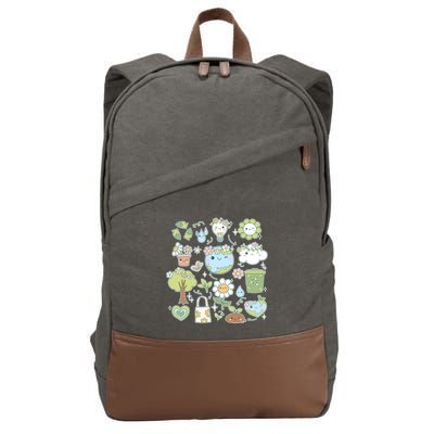 Cute Retro Hippie Celebrate Earth Day Cotton Canvas Backpack
