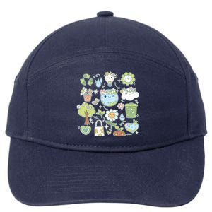 Cute Retro Hippie Celebrate Earth Day 7-Panel Snapback Hat