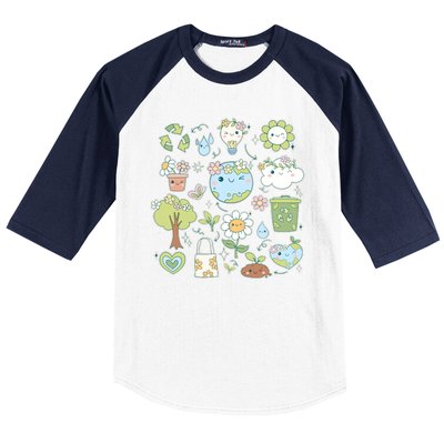 Cute Retro Hippie Celebrate Earth Day Baseball Sleeve Shirt