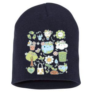 Cute Retro Hippie Celebrate Earth Day Short Acrylic Beanie