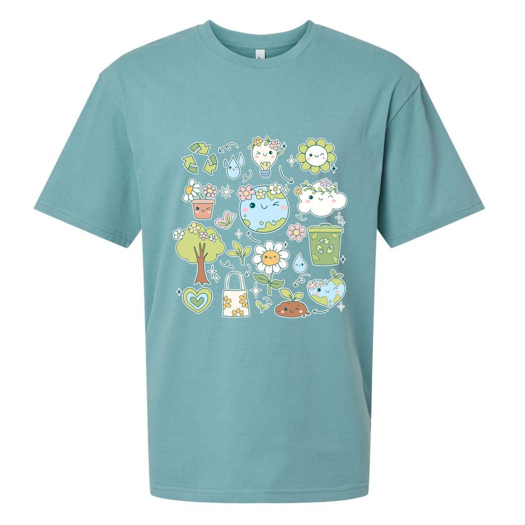 Cute Retro Hippie Celebrate Earth Day Sueded Cloud Jersey T-Shirt