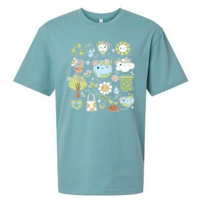 Cute Retro Hippie Celebrate Earth Day Sueded Cloud Jersey T-Shirt