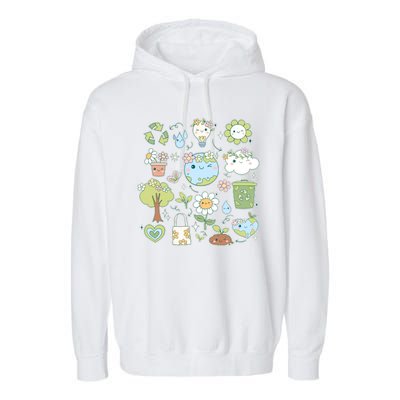 Cute Retro Hippie Celebrate Earth Day Garment-Dyed Fleece Hoodie