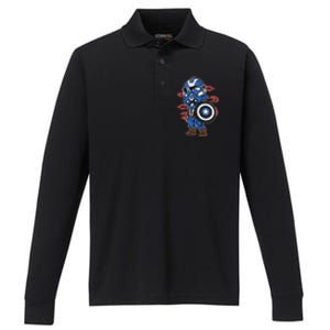 Captain Robotic Helmet Trooper Performance Long Sleeve Polo