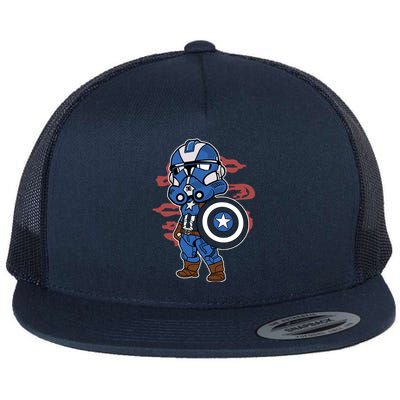 Captain Robotic Helmet Trooper Flat Bill Trucker Hat