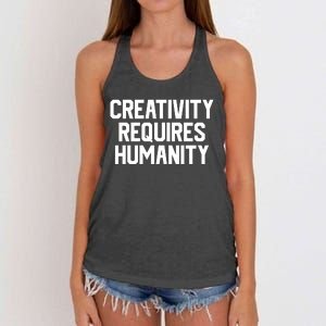 Creativity Requires Humanity Women's Knotted Racerback Tank