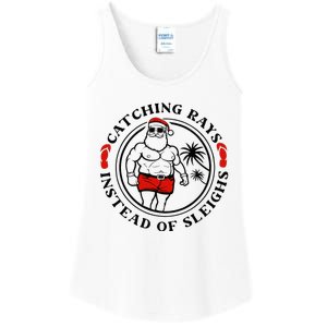 Catching Rays Instead Of Sleighs Christmas In July Santa Ladies Essential Tank