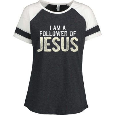 Christian Religious I Am A Follower Of Jesus Enza Ladies Jersey Colorblock Tee