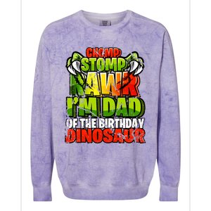 Chomp Rawr I'm Dad of the Birthday Dinosaur Matching Family Colorblast Crewneck Sweatshirt