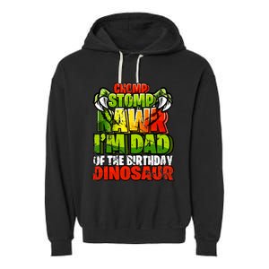 Chomp Rawr I'm Dad of the Birthday Dinosaur Matching Family Garment-Dyed Fleece Hoodie