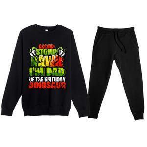 Chomp Rawr I'm Dad of the Birthday Dinosaur Matching Family Premium Crewneck Sweatsuit Set