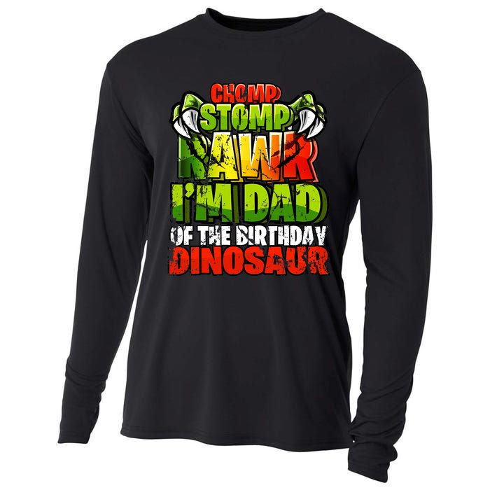 Chomp Rawr I'm Dad of the Birthday Dinosaur Matching Family Cooling Performance Long Sleeve Crew