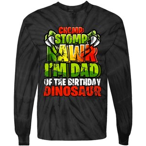 Chomp Rawr I'm Dad of the Birthday Dinosaur Matching Family Tie-Dye Long Sleeve Shirt