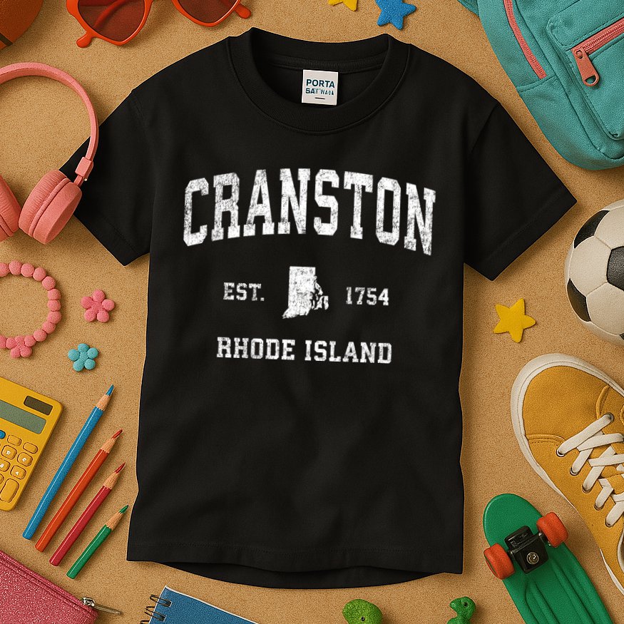 Cranston Rhode Island Ri Vintage Sports Kids T-Shirt