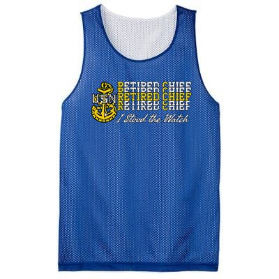 Chief Retired I Stood The Watch Mesh Reversible Basketball Jersey Tank