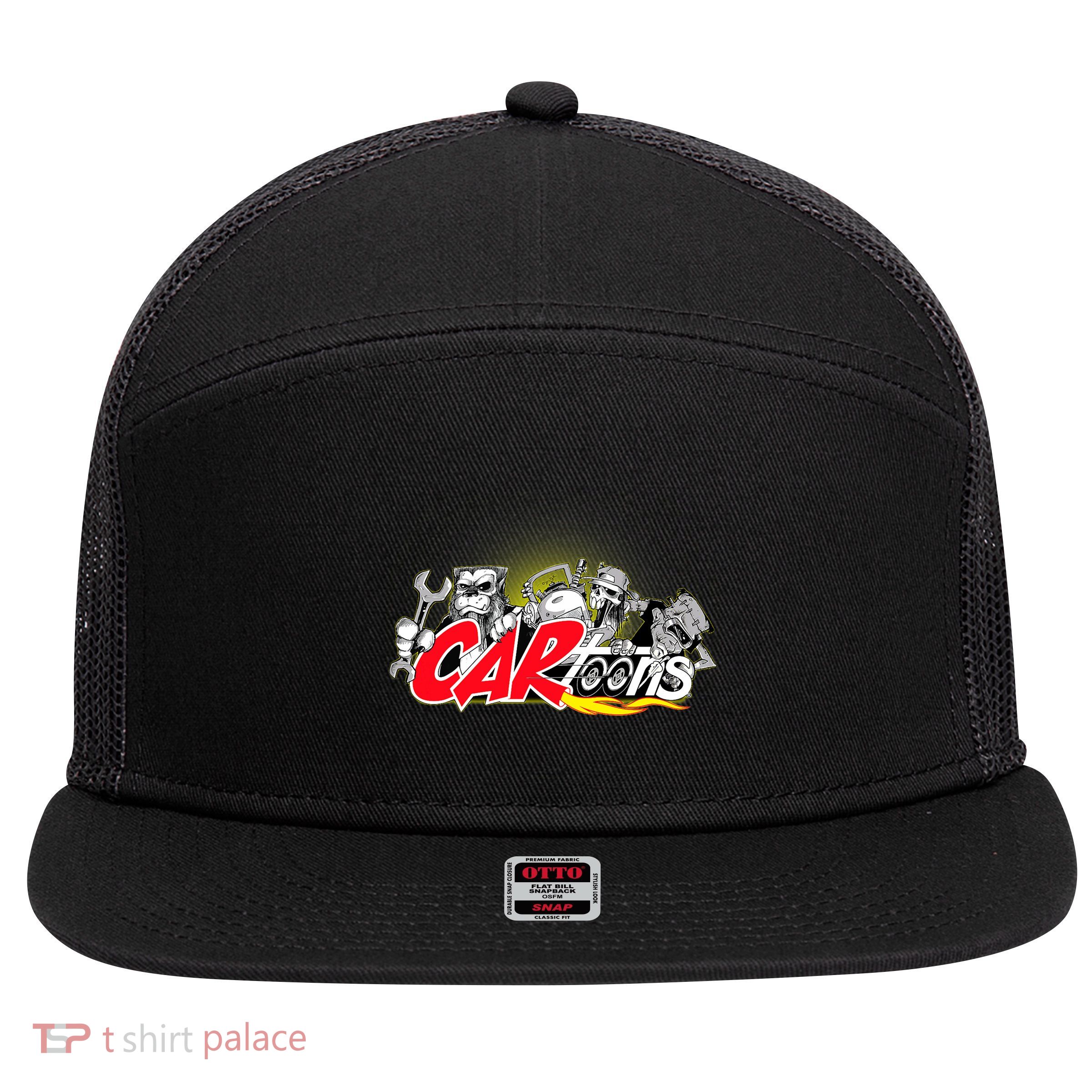 Cartoons Rust In Peace Design 7 Panel Mesh Trucker Snapback Hat