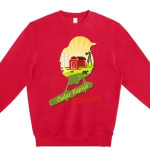 Cedar Rapids Iowa Farm Cows Barn Goldfinch Vacation Souvenir Premium Crewneck Sweatshirt