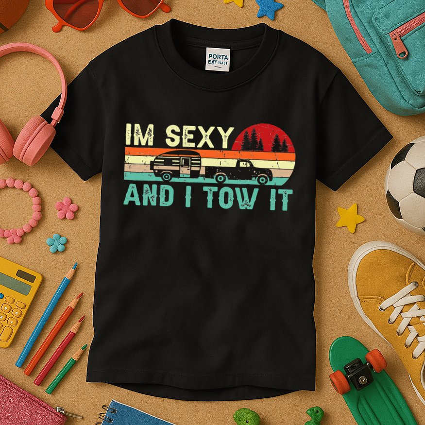 Camping RV Im Sexy And I Tow It RV Camper Kids T-Shirt