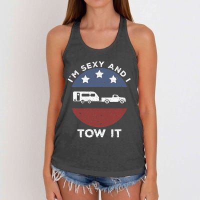 Camping RV Im Sexy And I Tow It Women's Knotted Racerback Tank