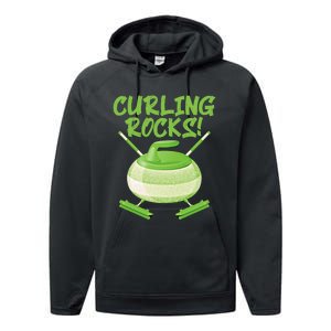 Curling Rocks! Ice Athlete Curler Curling Outfit Curling Gift Performance Fleece Hoodie