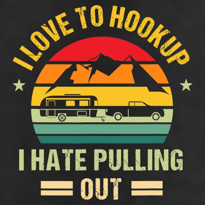 Camping RV I Love To Hookup I Hate Pulling Out Camping Retro Crop Fleece Hoodie