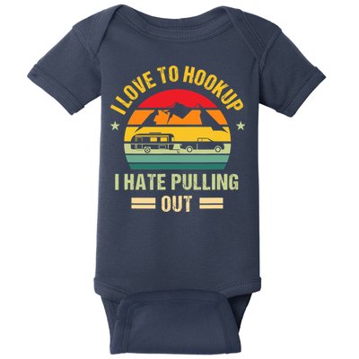 Camping RV I Love To Hookup I Hate Pulling Out Camping Retro Baby Bodysuit