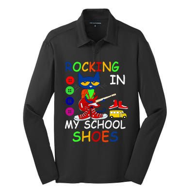 Cat Rocking In My School Shoes Back To School Silk Touch Performance Long Sleeve Polo