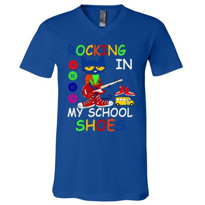 Cat Rocking In My School Shoes Back To School V-Neck T-Shirt