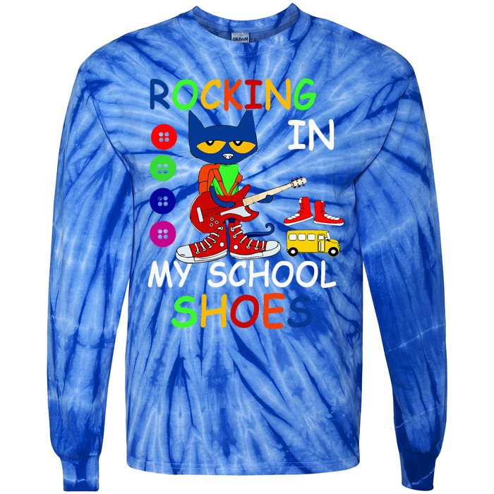 Cat Rocking In My School Shoes Back To School Tie-Dye Long Sleeve Shirt