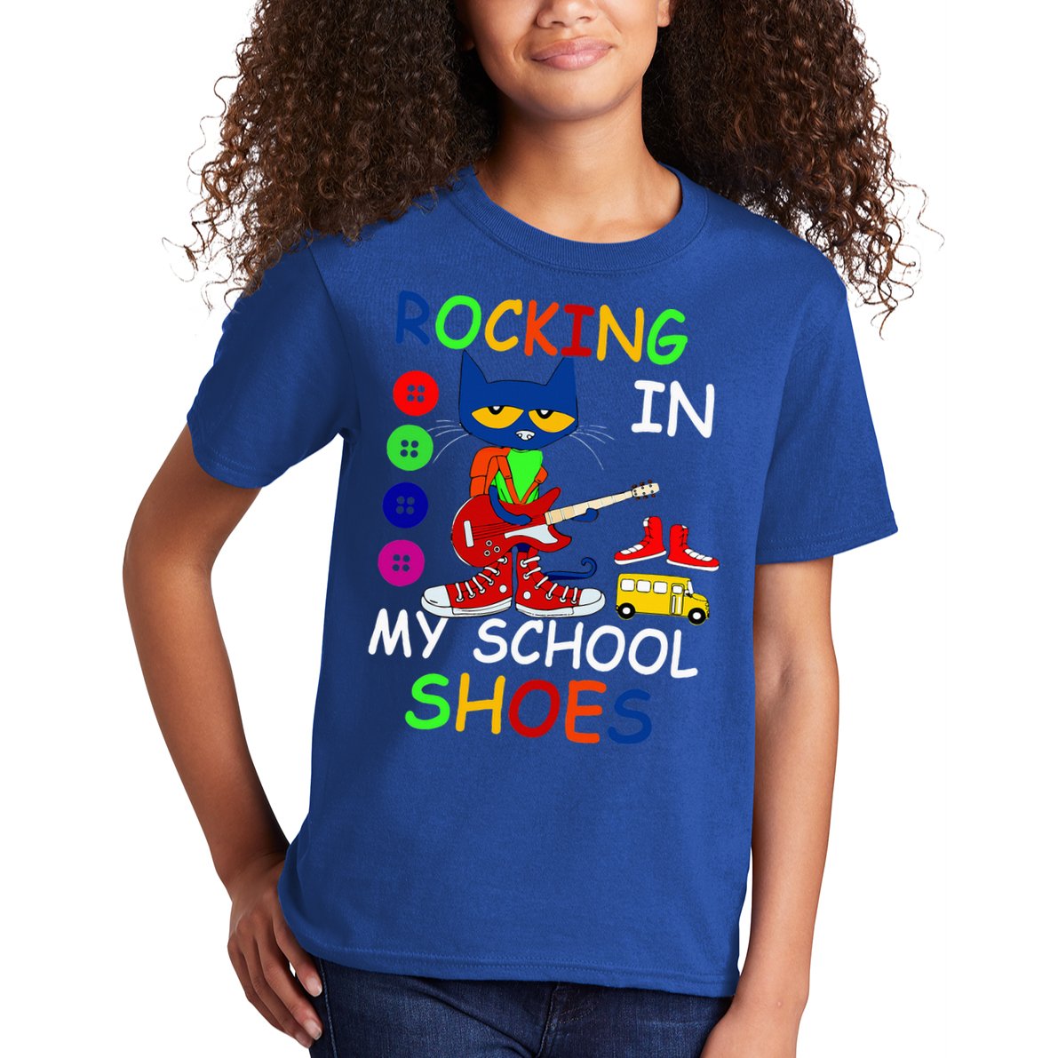 Cat Rocking In My School Shoes Back To School Kids T-Shirt