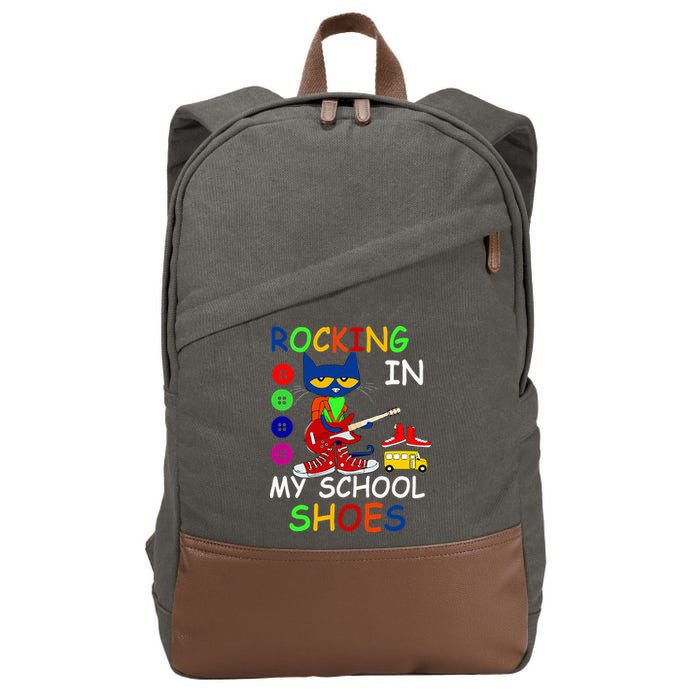 Cat Rocking In My School Shoes Back To School Cotton Canvas Backpack