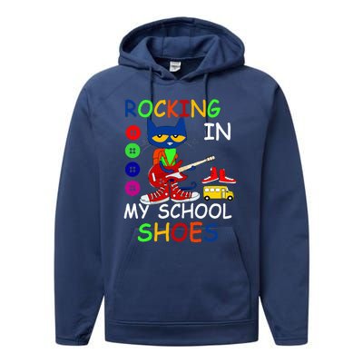 Cat Rocking In My School Shoes Back To School Performance Fleece Hoodie