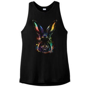 Colorful Rabbit Illustration Ladies PosiCharge Tri-Blend Wicking Tank