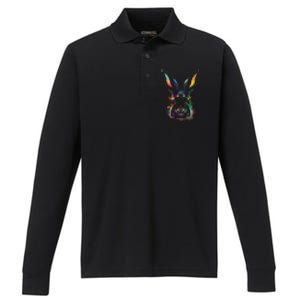 Colorful Rabbit Illustration Performance Long Sleeve Polo