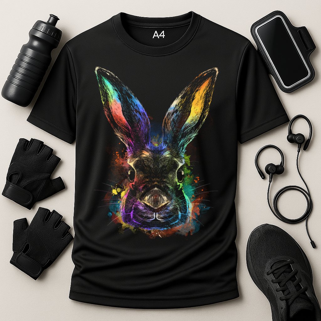 Colorful Rabbit Illustration Cooling Performance Crew T-Shirt