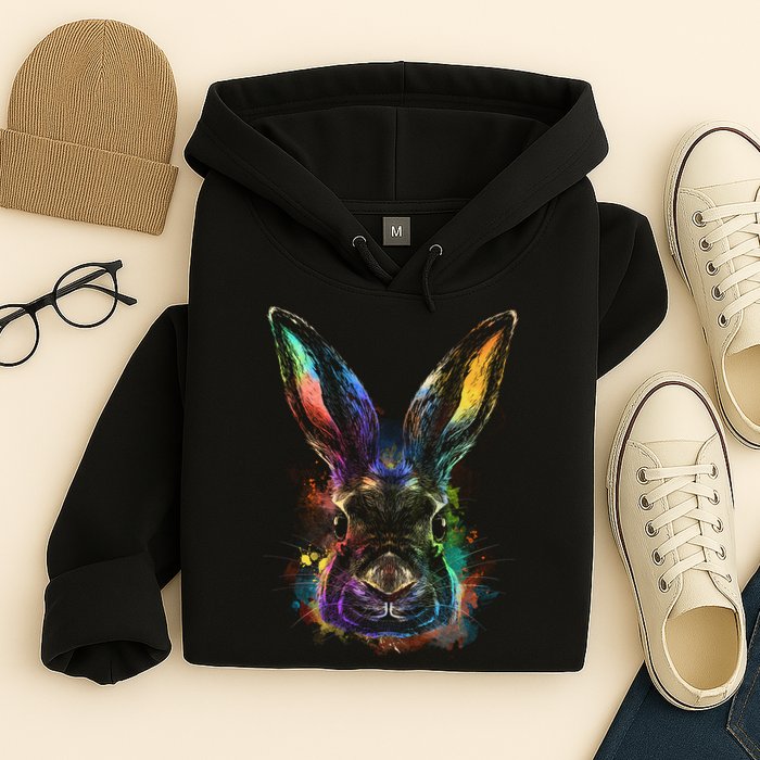 Colorful Rabbit Illustration Hoodie