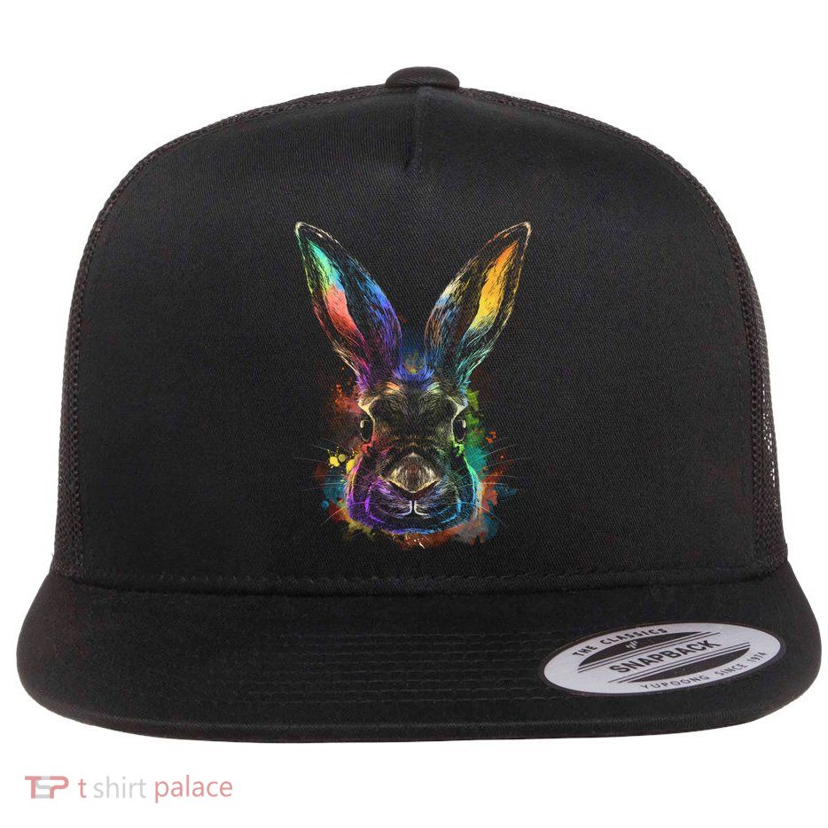 Colorful Rabbit Illustration Flatbill Hat
