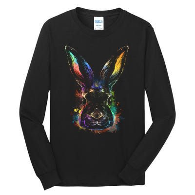 Colorful Rabbit Illustration Tall Long Sleeve T-Shirt