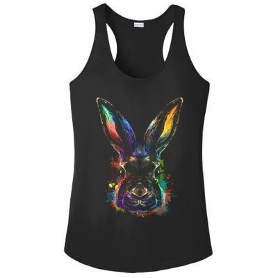 Colorful Rabbit Illustration Ladies PosiCharge Competitor Racerback Tank