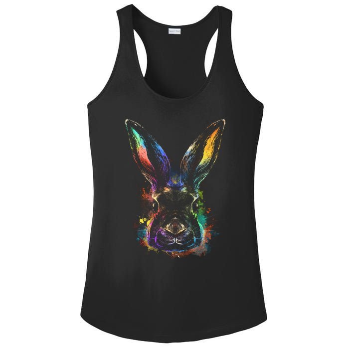 Colorful Rabbit Illustration Ladies PosiCharge Competitor Racerback Tank