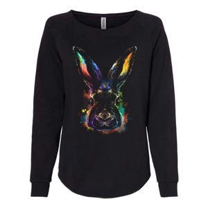 Colorful Rabbit Illustration Womens California Wash Sweatshirt