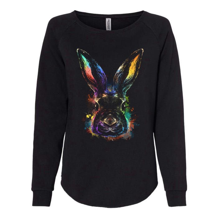 Colorful Rabbit Illustration Womens California Wash Sweatshirt