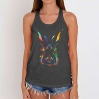 Colorful Rabbit Illustration Women's Knotted Racerback Tank