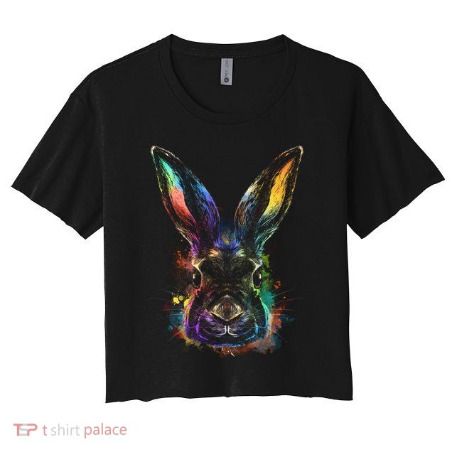 Colorful Rabbit Illustration Crop Top