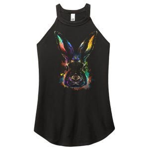 Colorful Rabbit Illustration Women's Perfect Tri Rocker Tank