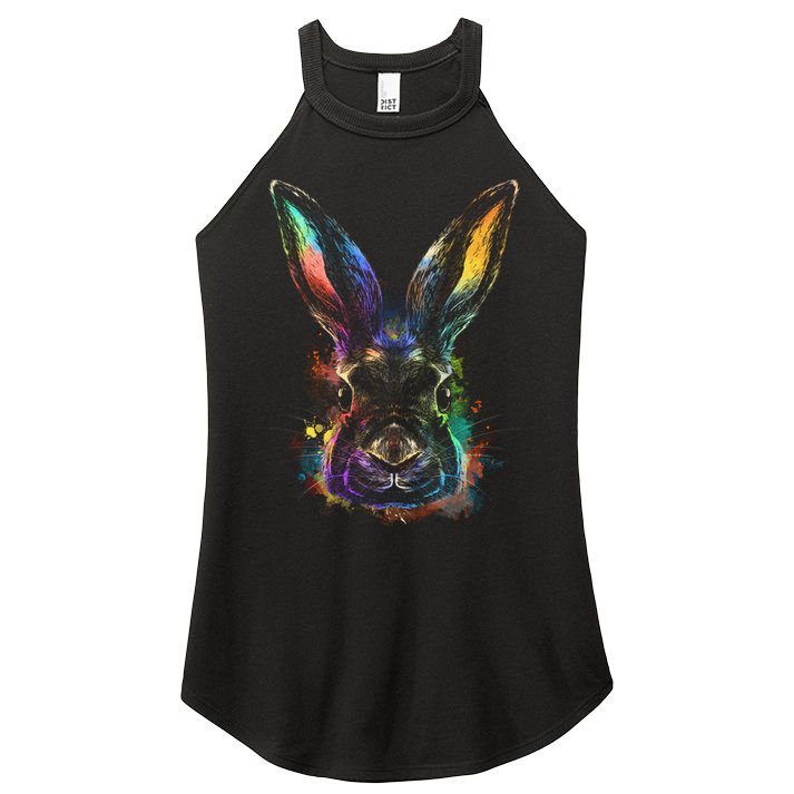 Colorful Rabbit Illustration Women's Perfect Tri Rocker Tank
