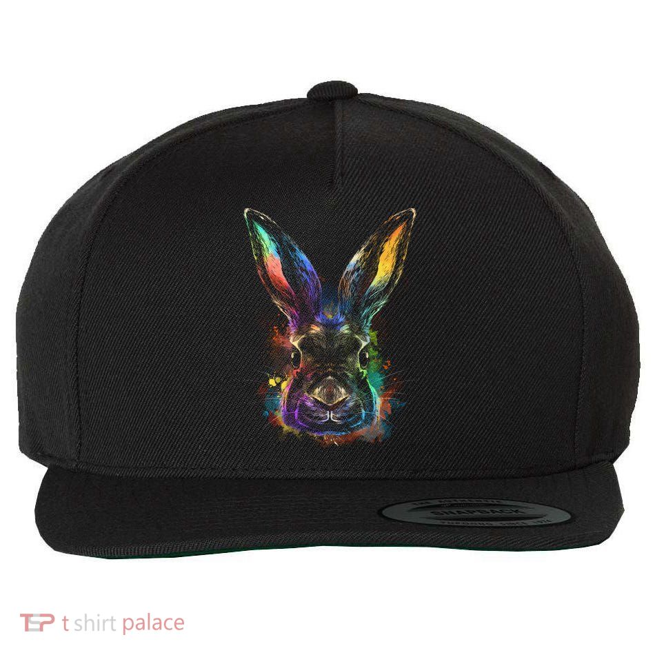 Colorful Rabbit Illustration Wool Snapback Cap